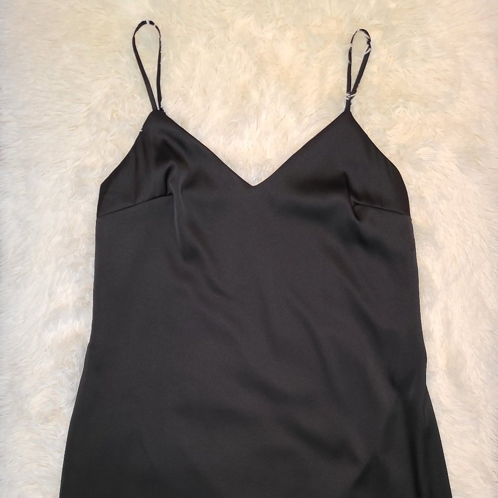 Black Spaghetti strap silk Dress